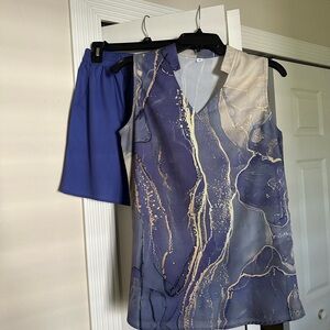 Elegant Blue and Gold Women's Top